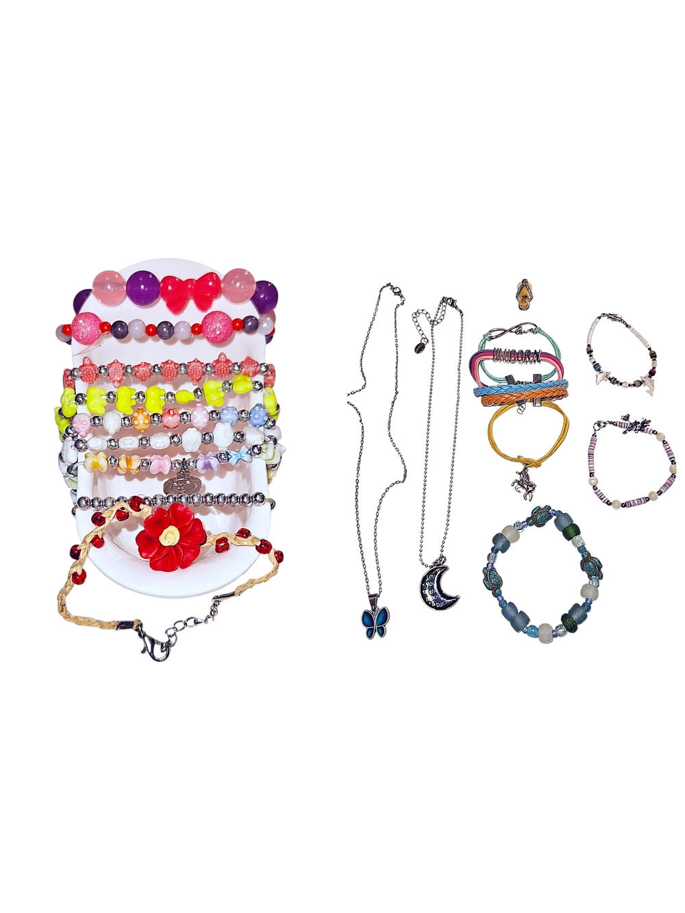 Little Girls 17 PC Colorful Jewelry Bundle Bracelets Necklaces Earrings